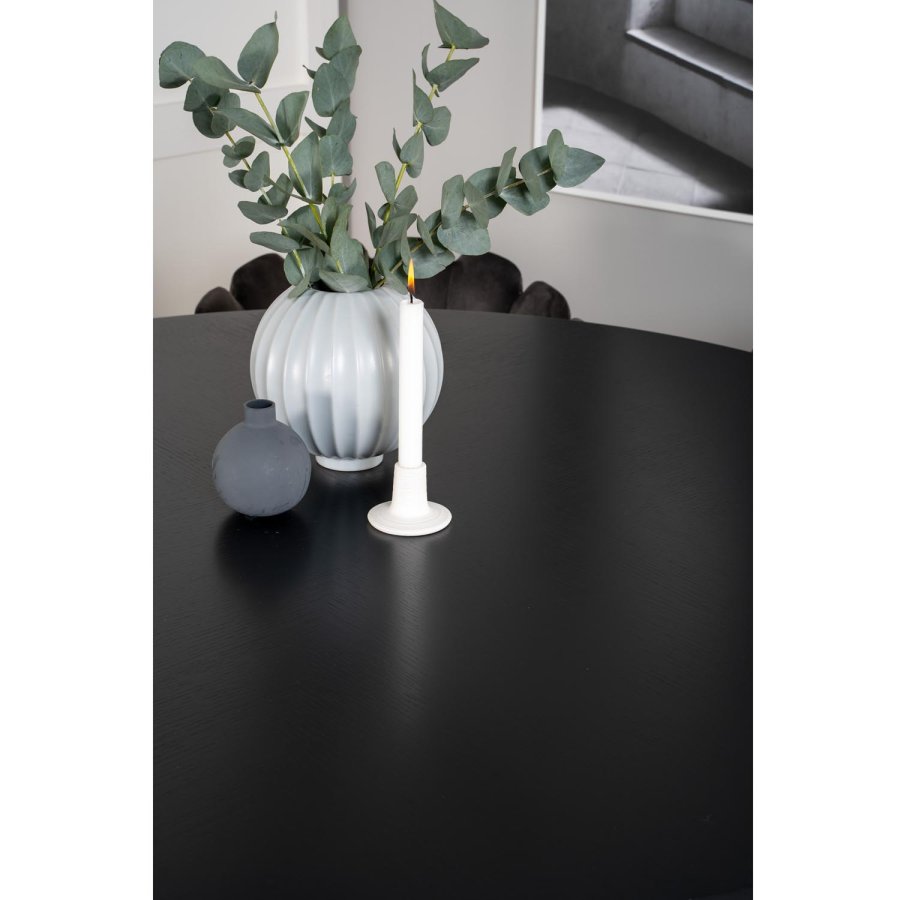 VENTURE DESIGN Copenhagen spisebordsst, m. 4 stole - sort finer/sort metal og gr fljl/sort metal