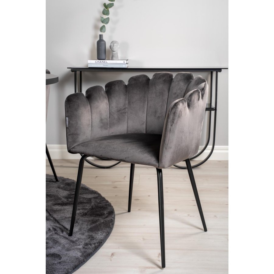 VENTURE DESIGN Copenhagen spisebordsst, m. 4 stole - sort finer/sort metal og gr fljl/sort metal