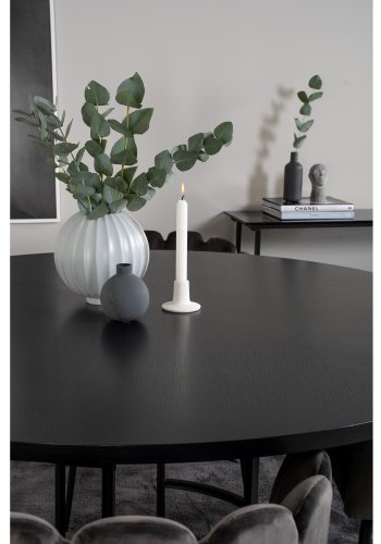 VENTURE DESIGN Copenhagen spisebordsst, m. 4 stole - sort finer/sort metal og gr fljl/sort metal