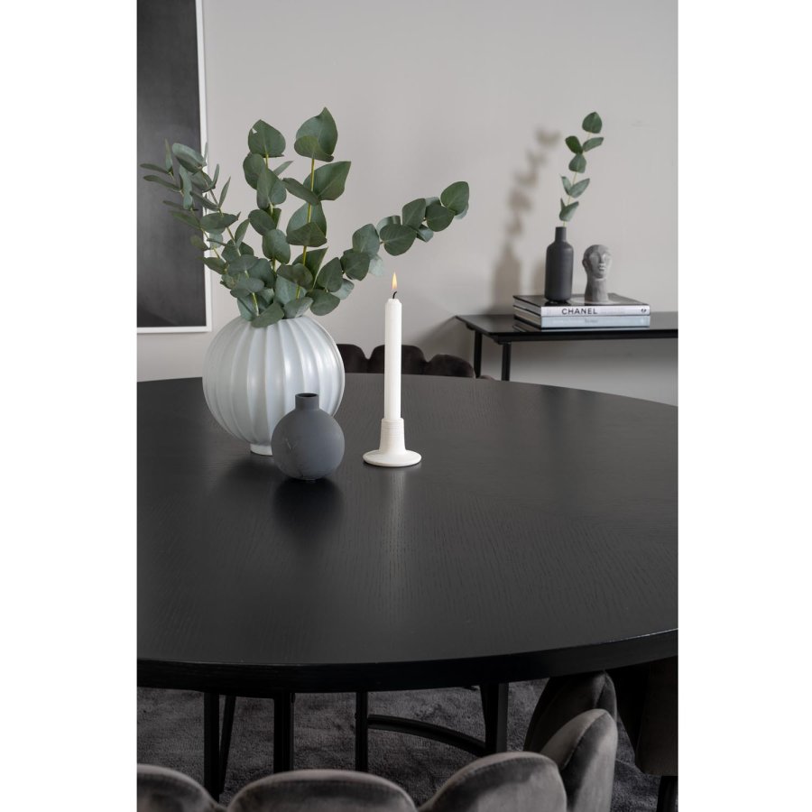 VENTURE DESIGN Copenhagen spisebordsst, m. 4 stole - sort finer/sort metal og gr fljl/sort metal