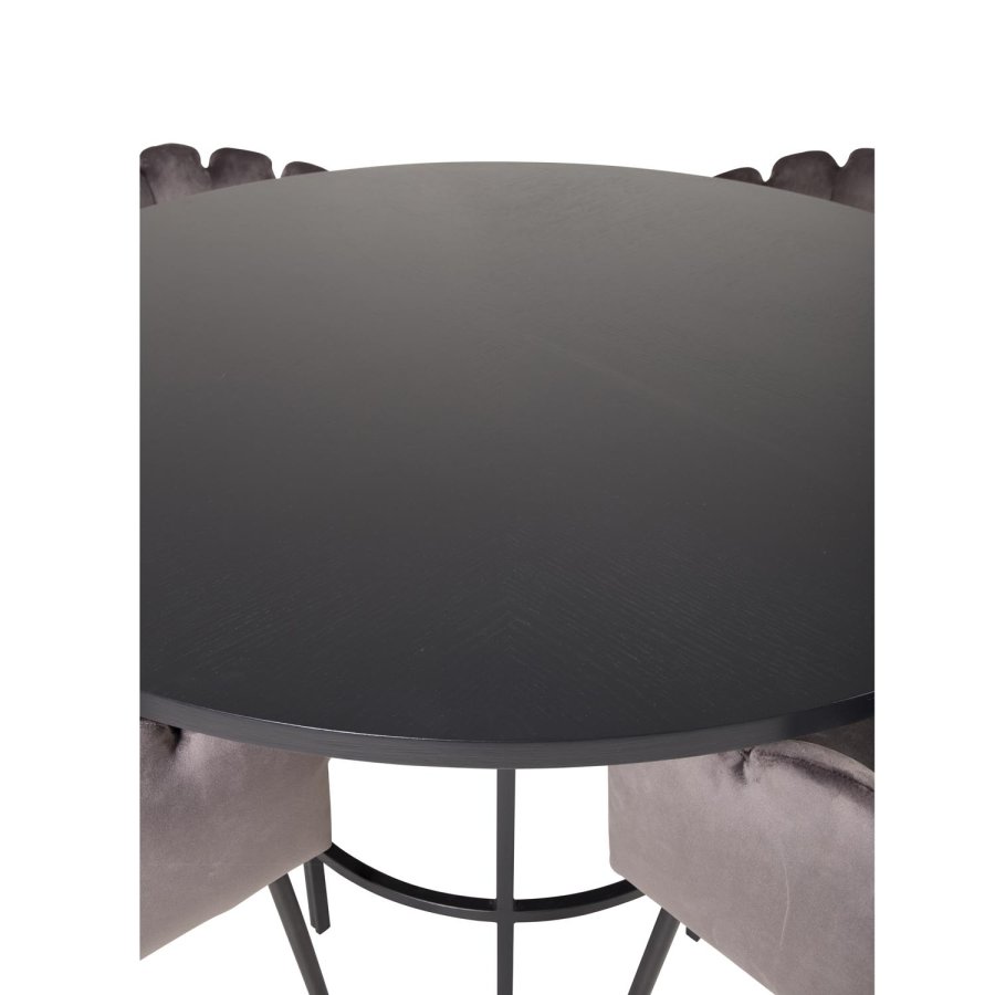 VENTURE DESIGN Copenhagen spisebordsst, m. 4 stole - sort finer/sort metal og gr fljl/sort metal