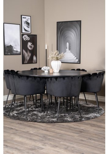 VENTURE DESIGN Copenhagen spisebordsst, m. 4 stole - sort finer/sort metal og sort fljl/sort metal