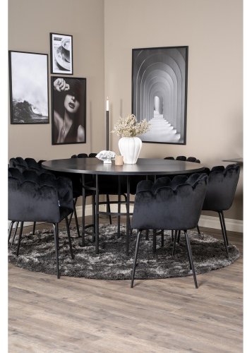 VENTURE DESIGN Copenhagen spisebordsst, m. 4 stole - sort finer/sort metal og sort fljl/sort metal