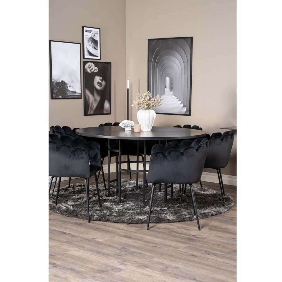 VENTURE DESIGN Copenhagen spisebordsst, m. 4 stole - sort finer/sort metal og sort fljl/sort metal