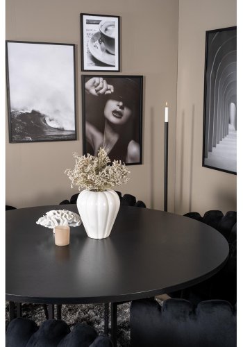 VENTURE DESIGN Copenhagen spisebordsst, m. 4 stole - sort finer/sort metal og sort fljl/sort metal