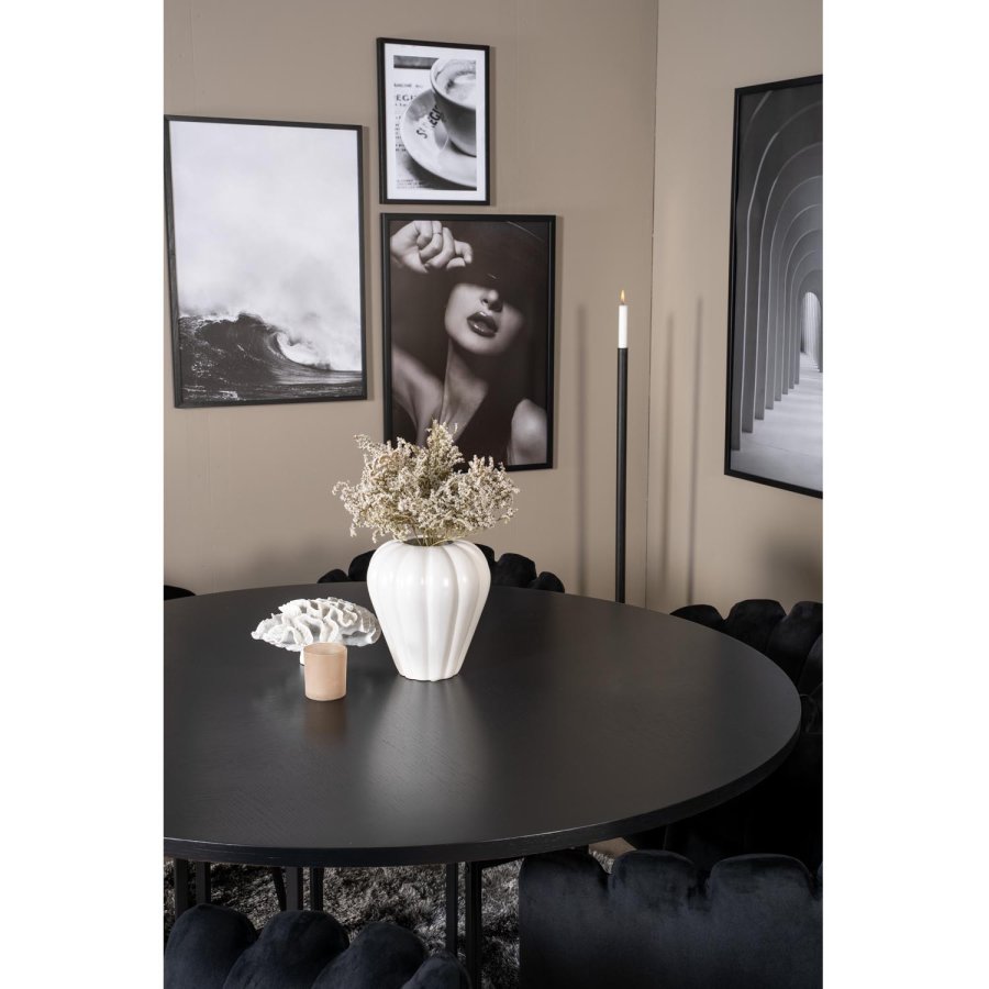 VENTURE DESIGN Copenhagen spisebordsst, m. 4 stole - sort finer/sort metal og sort fljl/sort metal