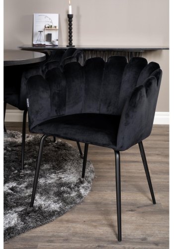 VENTURE DESIGN Copenhagen spisebordsst, m. 4 stole - sort finer/sort metal og sort fljl/sort metal