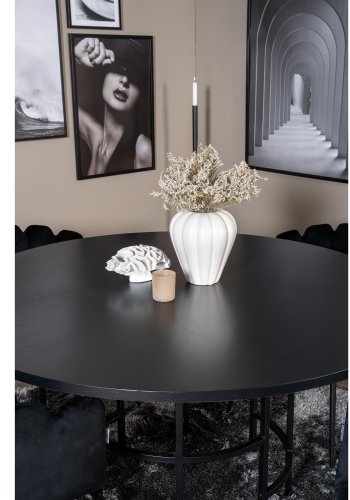 VENTURE DESIGN Copenhagen spisebordsst, m. 4 stole - sort finer/sort metal og sort fljl/sort metal