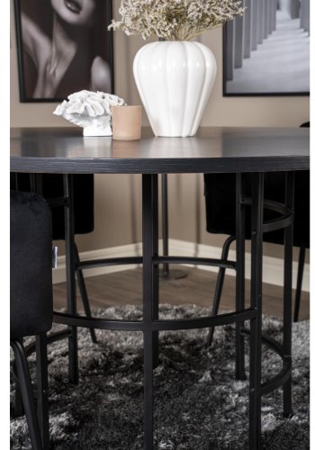 VENTURE DESIGN Copenhagen spisebordsst, m. 4 stole - sort finer/sort metal og sort fljl/sort metal