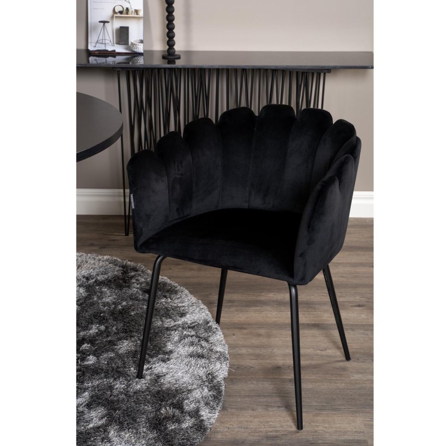 VENTURE DESIGN Copenhagen spisebordsst, m. 4 stole - sort finer/sort metal og sort fljl/sort metal