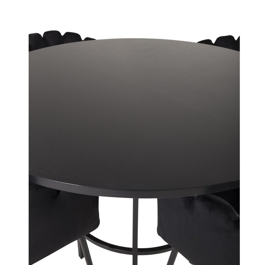 VENTURE DESIGN Copenhagen spisebordsst, m. 4 stole - sort finer/sort metal og sort fljl/sort metal
