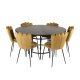 VENTURE DESIGN Copenhagen spisebordsst, m. 4 stole - sort finer/sort metal og gul fljl/sort metal