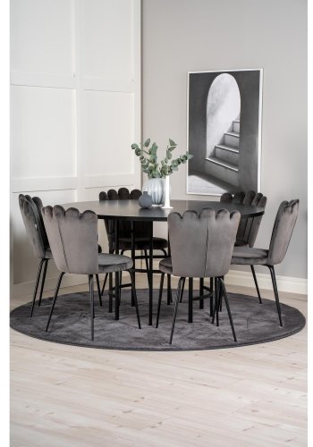 VENTURE DESIGN Copenhagen spisebordsst, m. 4 stole - sort finer/sort metal og gr fljl/sort metal