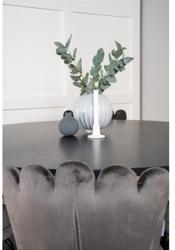 VENTURE DESIGN Copenhagen spisebordsst, m. 4 stole - sort finer/sort metal og gr fljl/sort metal