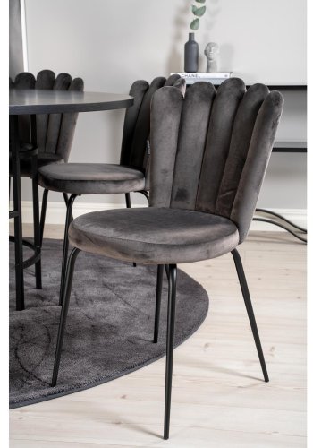 VENTURE DESIGN Copenhagen spisebordsst, m. 4 stole - sort finer/sort metal og gr fljl/sort metal