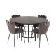 VENTURE DESIGN Copenhagen spisebordsst, m. 4 stole - sort finer/sort metal og gr fljl/sort metal