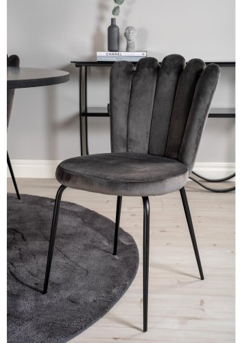 VENTURE DESIGN Copenhagen spisebordsst, m. 4 stole - sort finer/sort metal og gr fljl/sort metal