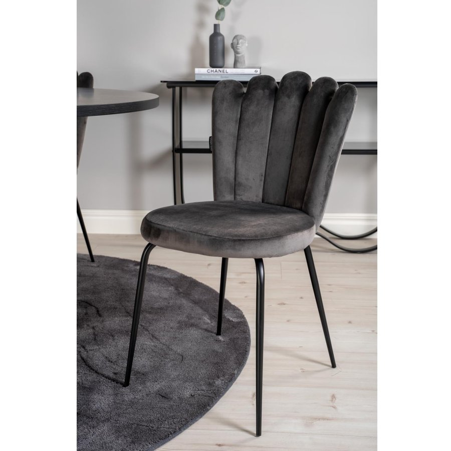 VENTURE DESIGN Copenhagen spisebordsst, m. 4 stole - sort finer/sort metal og gr fljl/sort metal