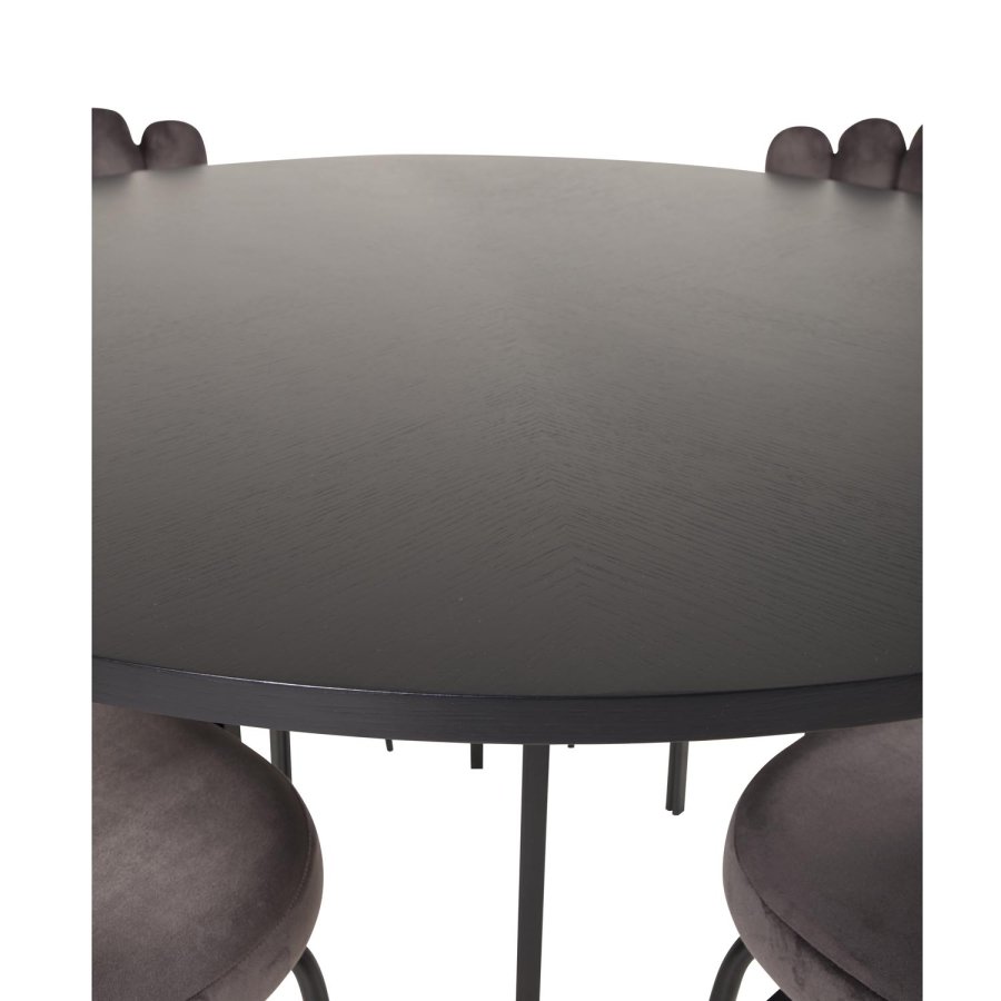 VENTURE DESIGN Copenhagen spisebordsst, m. 4 stole - sort finer/sort metal og gr fljl/sort metal