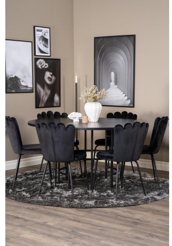 VENTURE DESIGN Copenhagen spisebordsst, m. 4 stole - sort finer/sort metal og sort fljl/sort metal