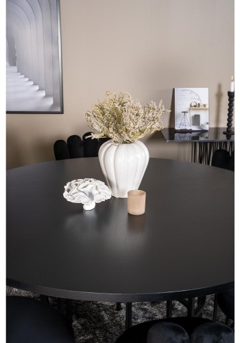 VENTURE DESIGN Copenhagen spisebordsst, m. 4 stole - sort finer/sort metal og sort fljl/sort metal