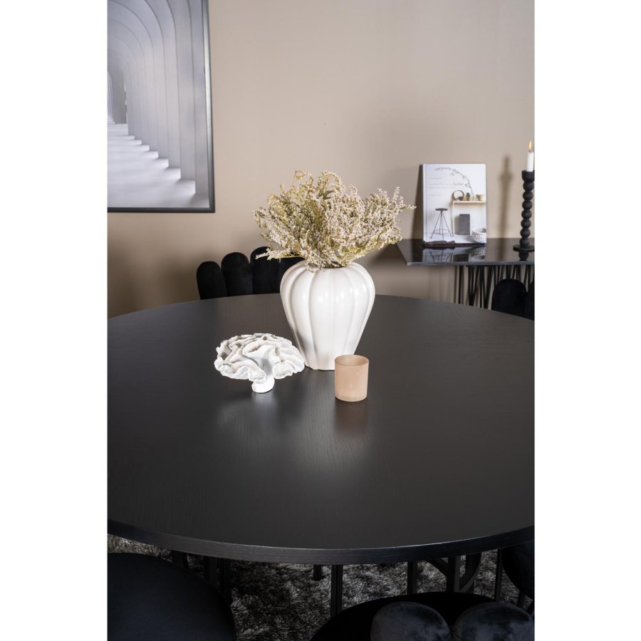 VENTURE DESIGN Copenhagen spisebordsst, m. 4 stole - sort finer/sort metal og sort fljl/sort metal