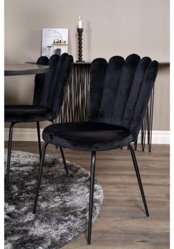 VENTURE DESIGN Copenhagen spisebordsst, m. 4 stole - sort finer/sort metal og sort fljl/sort metal