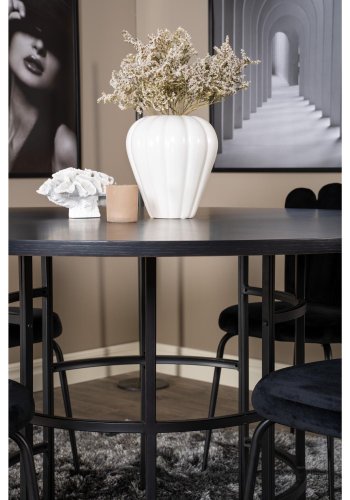 VENTURE DESIGN Copenhagen spisebordsst, m. 4 stole - sort finer/sort metal og sort fljl/sort metal