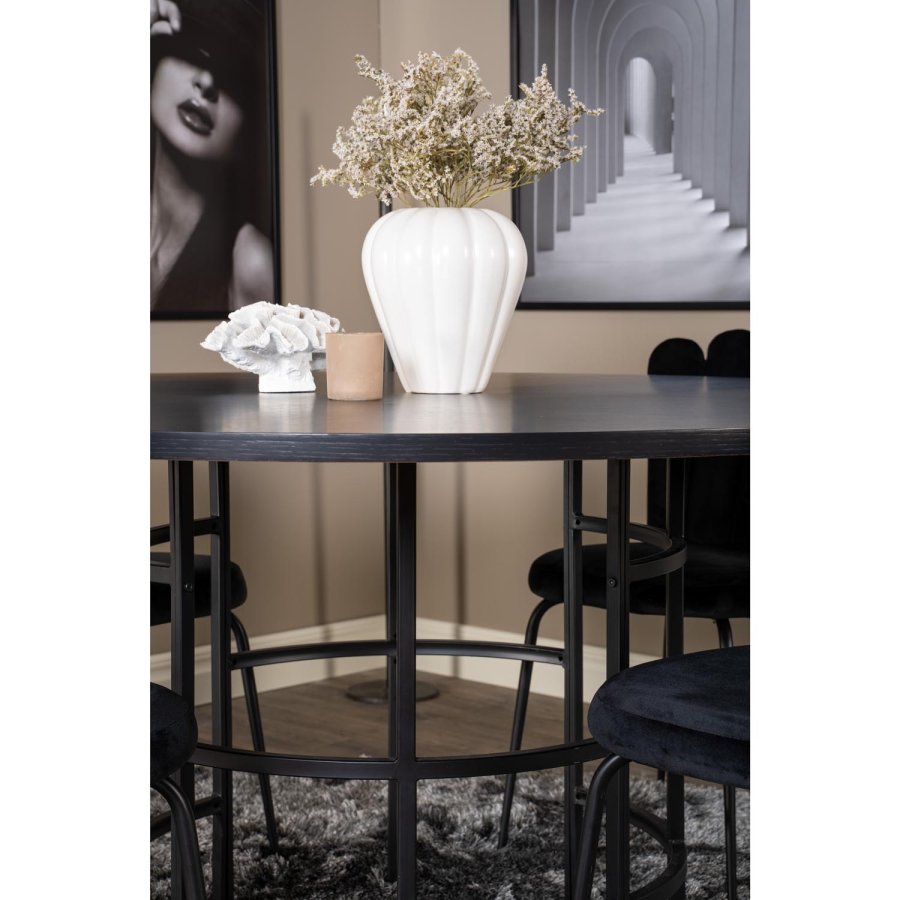 VENTURE DESIGN Copenhagen spisebordsst, m. 4 stole - sort finer/sort metal og sort fljl/sort metal