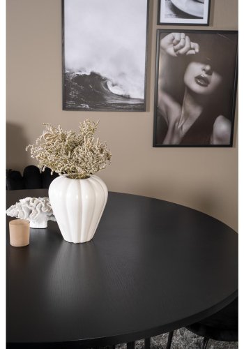 VENTURE DESIGN Copenhagen spisebordsst, m. 4 stole - sort finer/sort metal og sort fljl/sort metal