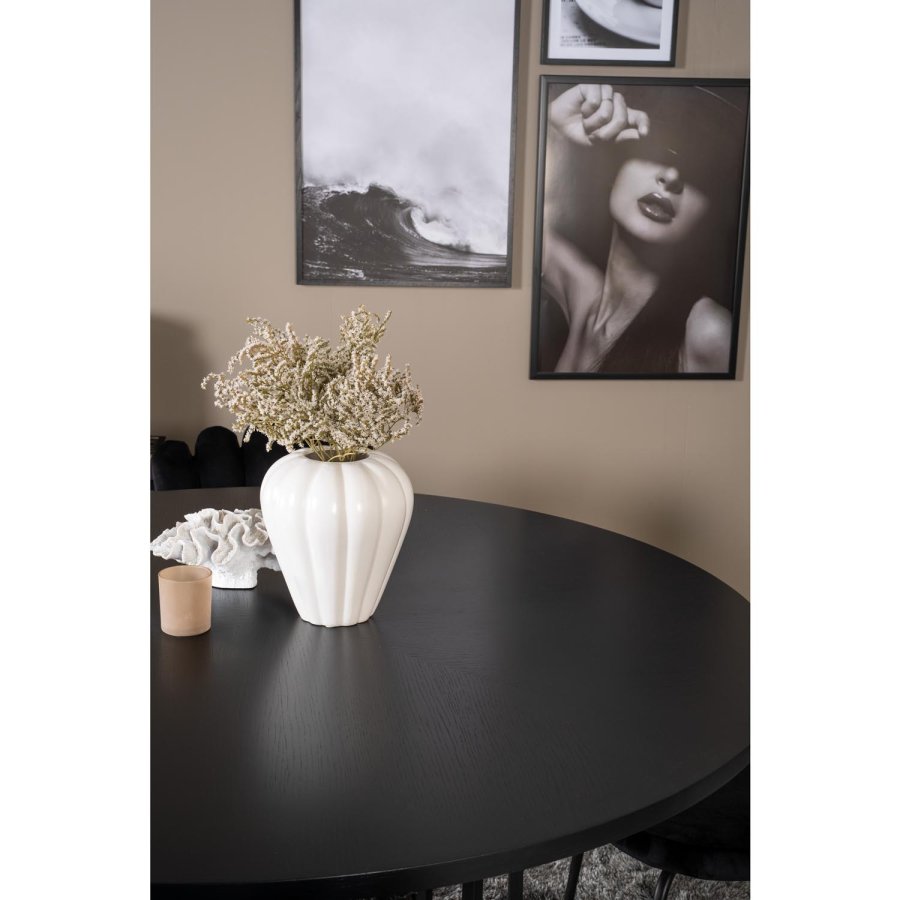 VENTURE DESIGN Copenhagen spisebordsst, m. 4 stole - sort finer/sort metal og sort fljl/sort metal