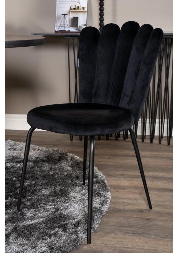 VENTURE DESIGN Copenhagen spisebordsst, m. 4 stole - sort finer/sort metal og sort fljl/sort metal