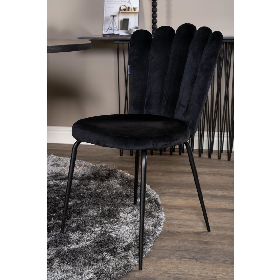 VENTURE DESIGN Copenhagen spisebordsst, m. 4 stole - sort finer/sort metal og sort fljl/sort metal