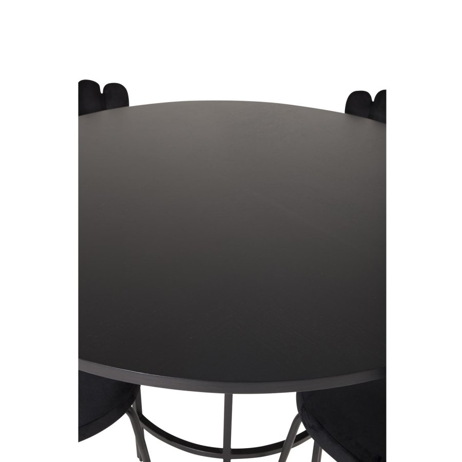 VENTURE DESIGN Copenhagen spisebordsst, m. 4 stole - sort finer/sort metal og sort fljl/sort metal
