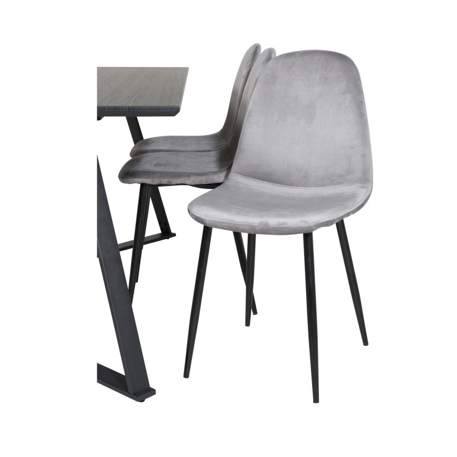 VENTURE DESIGN Marina spisebordsst, m. 6 stole - sort finer/sort metal og gr fljl/sort metal