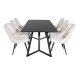 VENTURE DESIGN Marina spisebordsst, m. 6 stole - sort finer/sort metal og beige fljl/sort metal