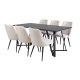 VENTURE DESIGN Marina spisebordsst, m. 6 stole - sort finer/sort metal og beige fljl/sort metal