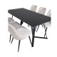VENTURE DESIGN Marina spisebordsst, m. 6 stole - sort finer/sort metal og beige fljl/sort metal
