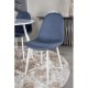 VENTURE DESIGN Plaza spisebordsst, m. 4 stole - hvid MDF/hvid metal og bl stof/hvid metal