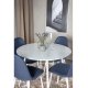 VENTURE DESIGN Plaza spisebordsst, m. 4 stole - hvid MDF/hvid metal og bl stof/hvid metal