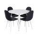 VENTURE DESIGN Plaza spisebordsst, m. 4 stole - hvid MDF/hvid metal og sort stof/hvid metal