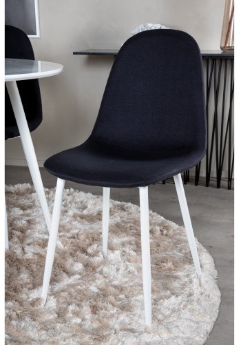 VENTURE DESIGN Plaza spisebordsst, m. 4 stole - hvid MDF/hvid metal og sort stof/hvid metal