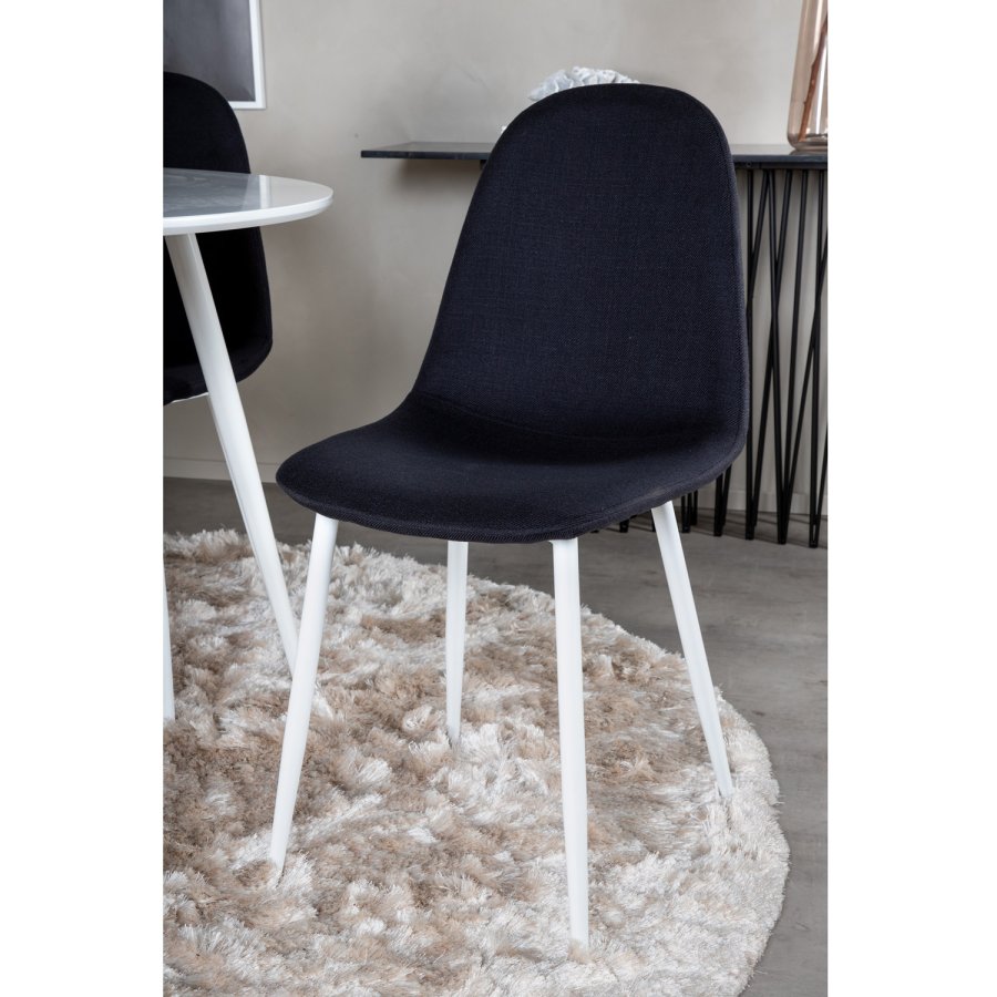 VENTURE DESIGN Plaza spisebordsst, m. 4 stole - hvid MDF/hvid metal og sort stof/hvid metal