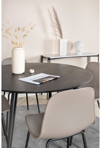 VENTURE DESIGN Dipp spisebordsst, m. 4 stole - sort finer/metal og khaki plastik/messing sort metal