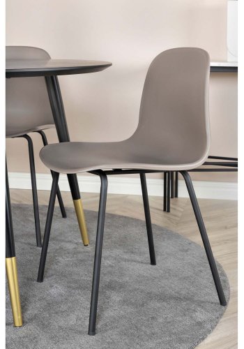 VENTURE DESIGN Dipp spisebordsst, m. 4 stole - sort finer/metal og khaki plastik/messing sort metal