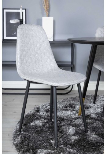 VENTURE DESIGN Dipp spisebordsst, m. 4 stole - sort finer/messing sort metal, gr stof/sort metal