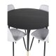 VENTURE DESIGN Dipp spisebordsst, m. 4 stole - sort finer/messing sort metal, gr stof/sort metal