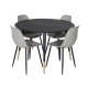 VENTURE DESIGN Dipp spisebordsst, m. 4 stole - sort finer/messing sort metal, gr plastik/sort jern