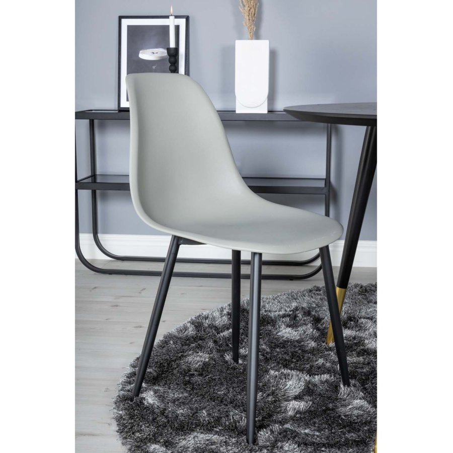 VENTURE DESIGN Dipp spisebordsst, m. 4 stole - sort finer/messing sort metal, gr plastik/sort jern