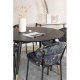 VENTURE DESIGN Dipp spisebordsst, m. 4 stole - sort finer/messing sort metal, multi stof/sort metal